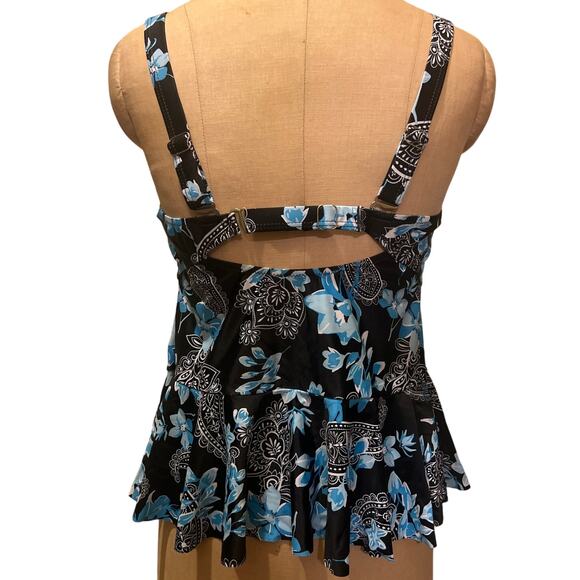 Daci Plus Front Twist Peplum Hem Tankini Swimsuit Top NWT Size 16W - Picture 4 of 10